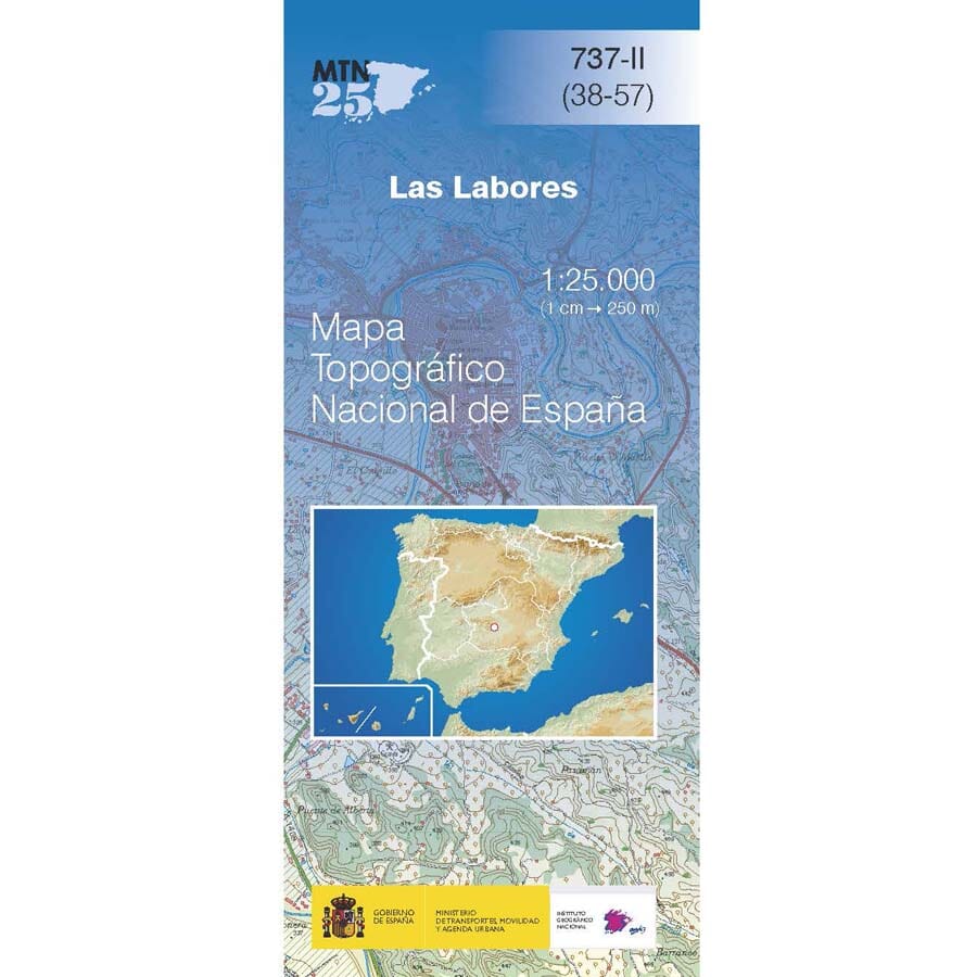 Carte topographique de l'Espagne n° 0737.2 - Las Labores | CNIG - 1/25 000 carte pliée CNIG 