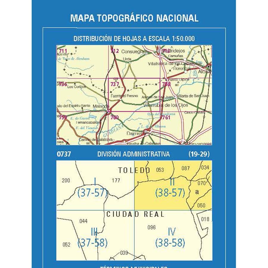 Carte topographique de l'Espagne n° 0737.2 - Las Labores | CNIG - 1/25 000 carte de randonnée CNIG