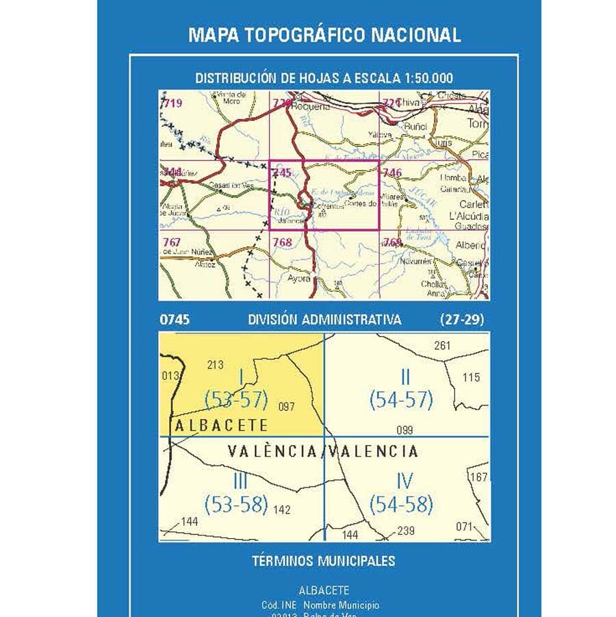 Carte topographique de l'Espagne n° 0745.1 - La Cabezuela | CNIG - 1/25 000 carte de randonnée CNIG