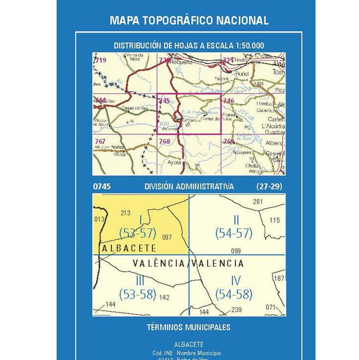 Carte topographique de l'Espagne n° 0745.1 - La Cabezuela | CNIG - 1/25 000 carte de randonnée CNIG