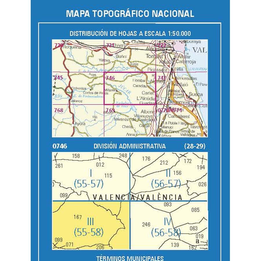 Carte topographique de l'Espagne n° 0746.3 - Millares | CNIG - 1/25 000 carte de randonnée CNIG