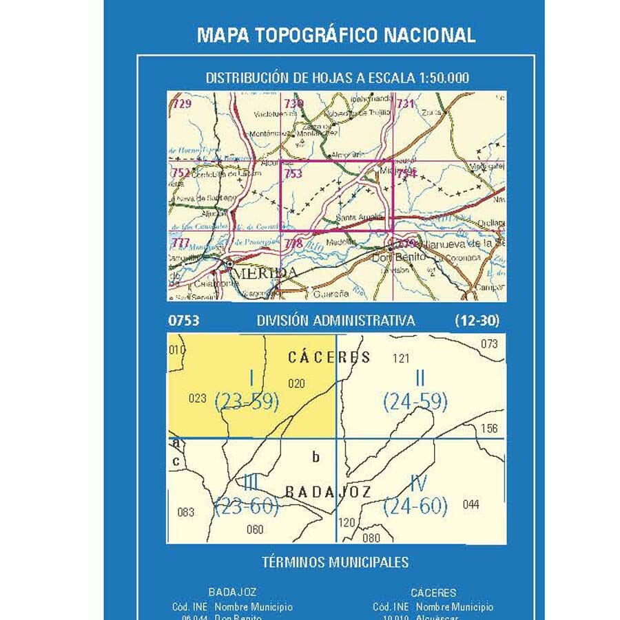 Carte topographique de l'Espagne n° 0753.1 - Sierra del Saltillo | CNIG - 1/25 000 carte de randonnée CNIG