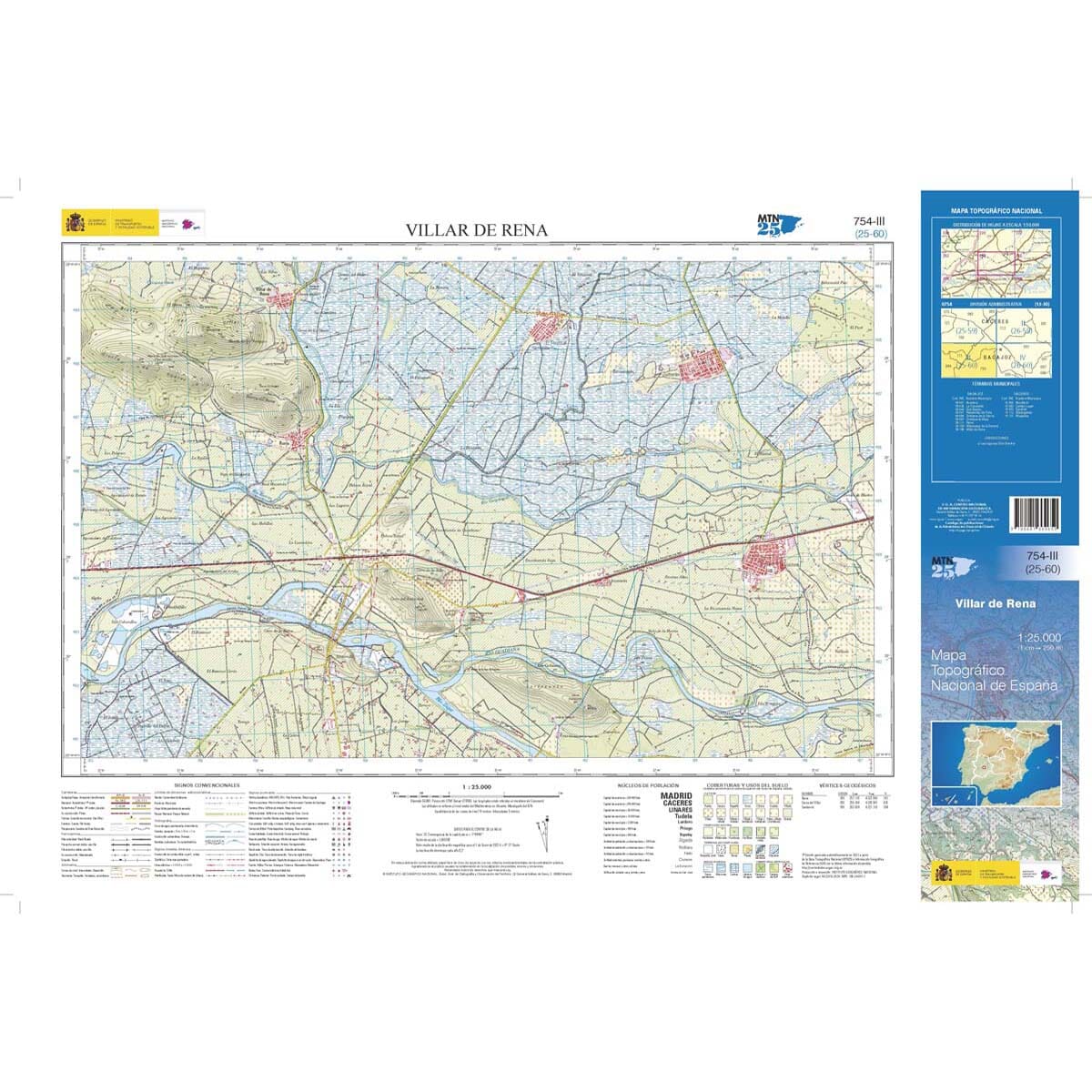Carte topographique de l'Espagne n° 0754.3 - Villar de Rena | CNIG - 1/25 000 carte de randonnée CNIG
