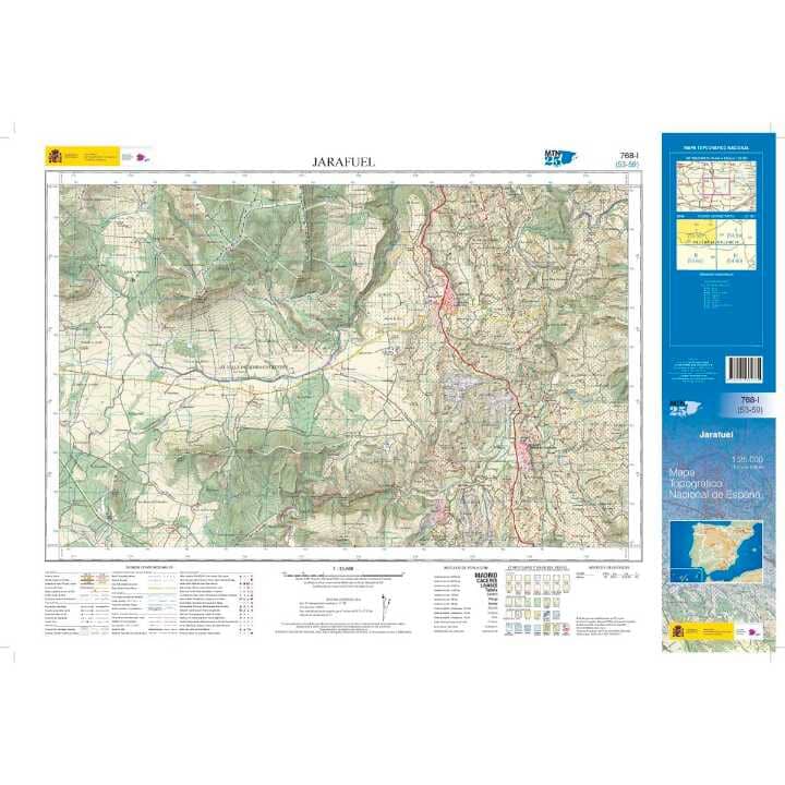 Carte topographique de l'Espagne n° 0768.1 - Jarafuel | CNIG - 1/25 000 carte pliée CNIG 