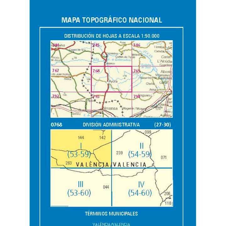 Carte topographique de l'Espagne n° 0768.1 - Jarafuel | CNIG - 1/25 000 carte de randonnée CNIG