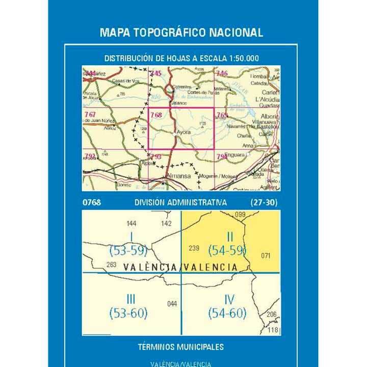 Carte topographique de l'Espagne n° 0768.2 - Caroch | CNIG - 1/25 000 carte de randonnée CNIG