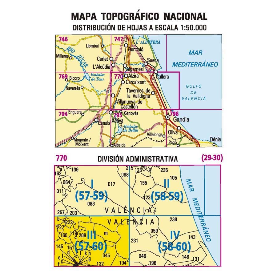 Carte topographique de l'Espagne n° 0770.3 - Vilanueva De Castellón | CNIG - 1/25 000 carte de randonnée CNIG