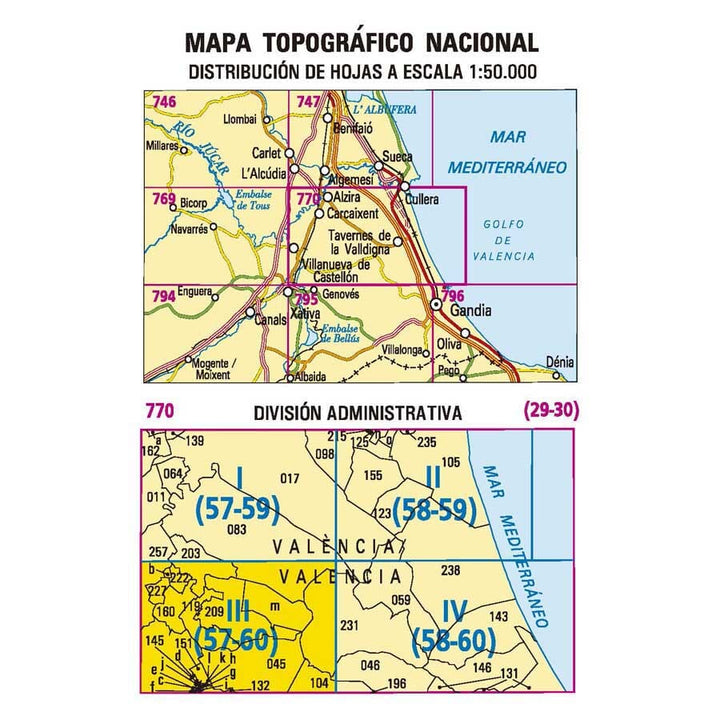 Carte topographique de l'Espagne n° 0770.3 - Vilanueva De Castellón | CNIG - 1/25 000 carte de randonnée CNIG