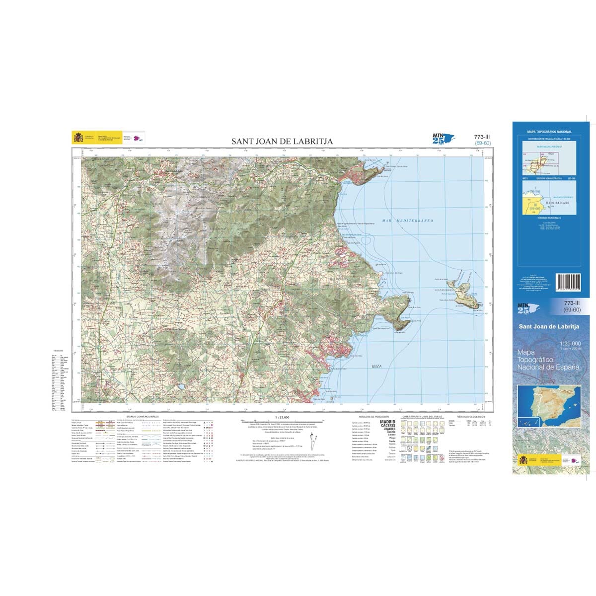 Carte topographique de l'Espagne n° 0773.3 - Sant Joan de Labritja (Ibiza) | CNIG - 1/25 000 carte de randonnée CNIG