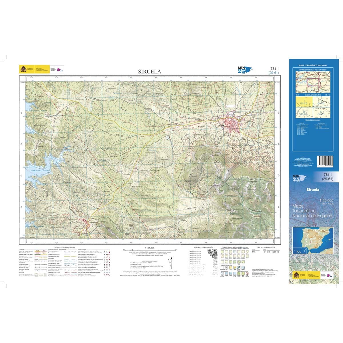 Carte topographique de l'Espagne n° 0781.1 - Siruela | CNIG - 1/25 000 carte de randonnée CNIG