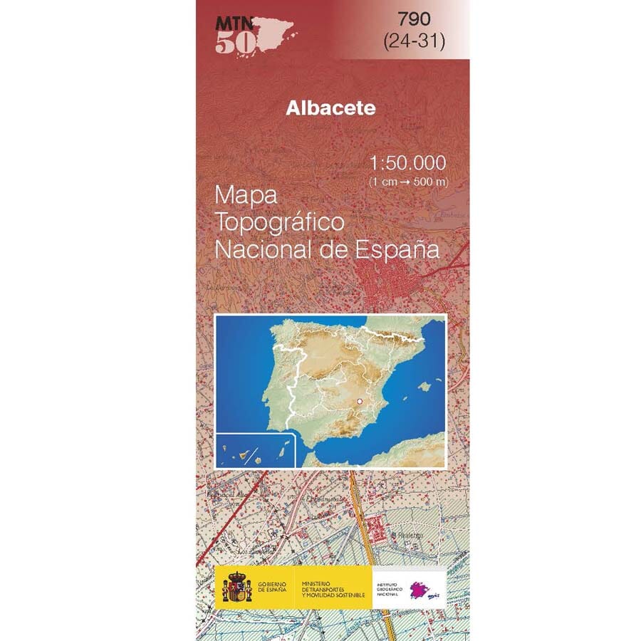 Carte topographique de l'Espagne n° 0790 - Albacete | CNIG - 1/50 000 carte de randonnée CNIG 