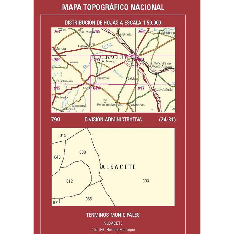 Carte topographique de l'Espagne n° 0790 - Albacete | CNIG - 1/50 000 carte de randonnée CNIG 