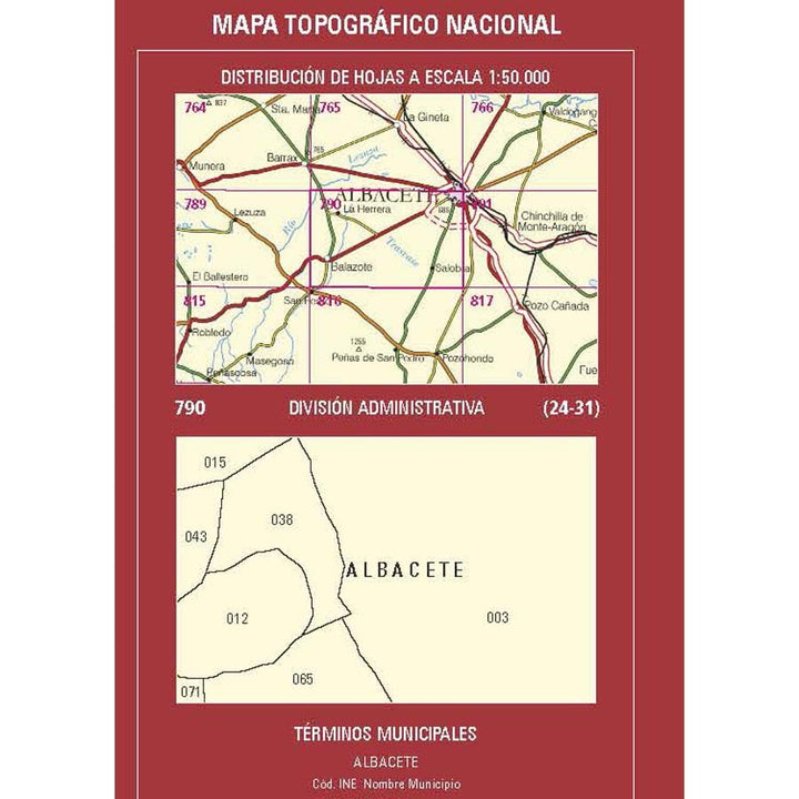 Carte topographique de l'Espagne n° 0790 - Albacete | CNIG - 1/50 000 carte de randonnée CNIG 