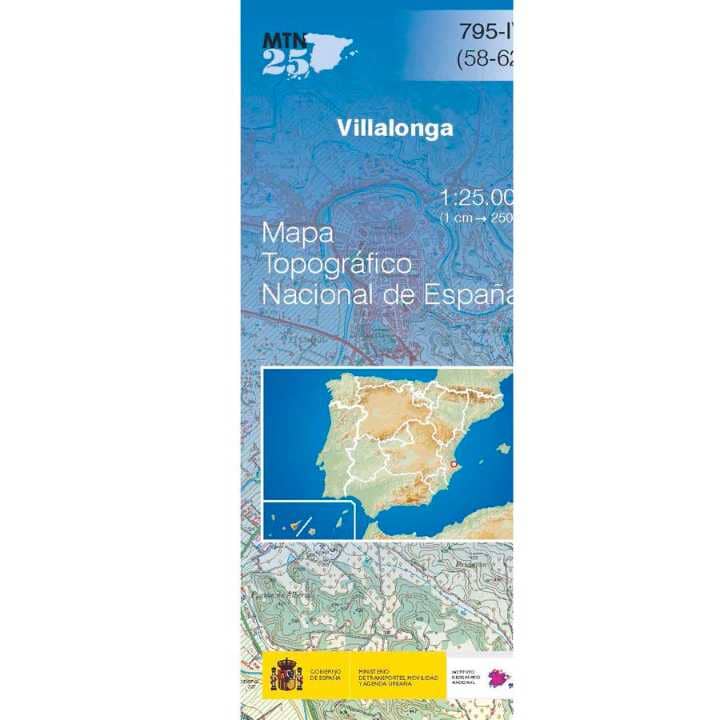 Carte topographique de l'Espagne n° 0795.4 - Villalonga | CNIG - 1/25 000 carte de randonnée CNIG