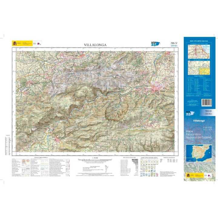 Carte topographique de l'Espagne n° 0795.4 - Villalonga | CNIG - 1/25 000 carte pliée CNIG 