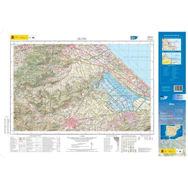 Carte topographique de l'Espagne n° 0796.3 - Oliva | CNIG - 1/25 000 carte de randonnée CNIG