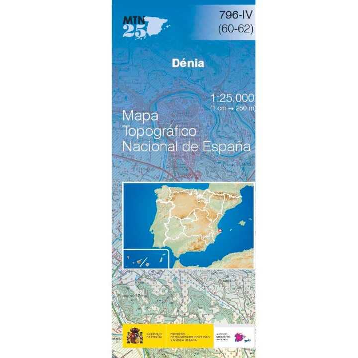 Carte topographique de l'Espagne n° 0796.4 - Dénia | CNIG - 1/25 000 carte pliée CNIG 