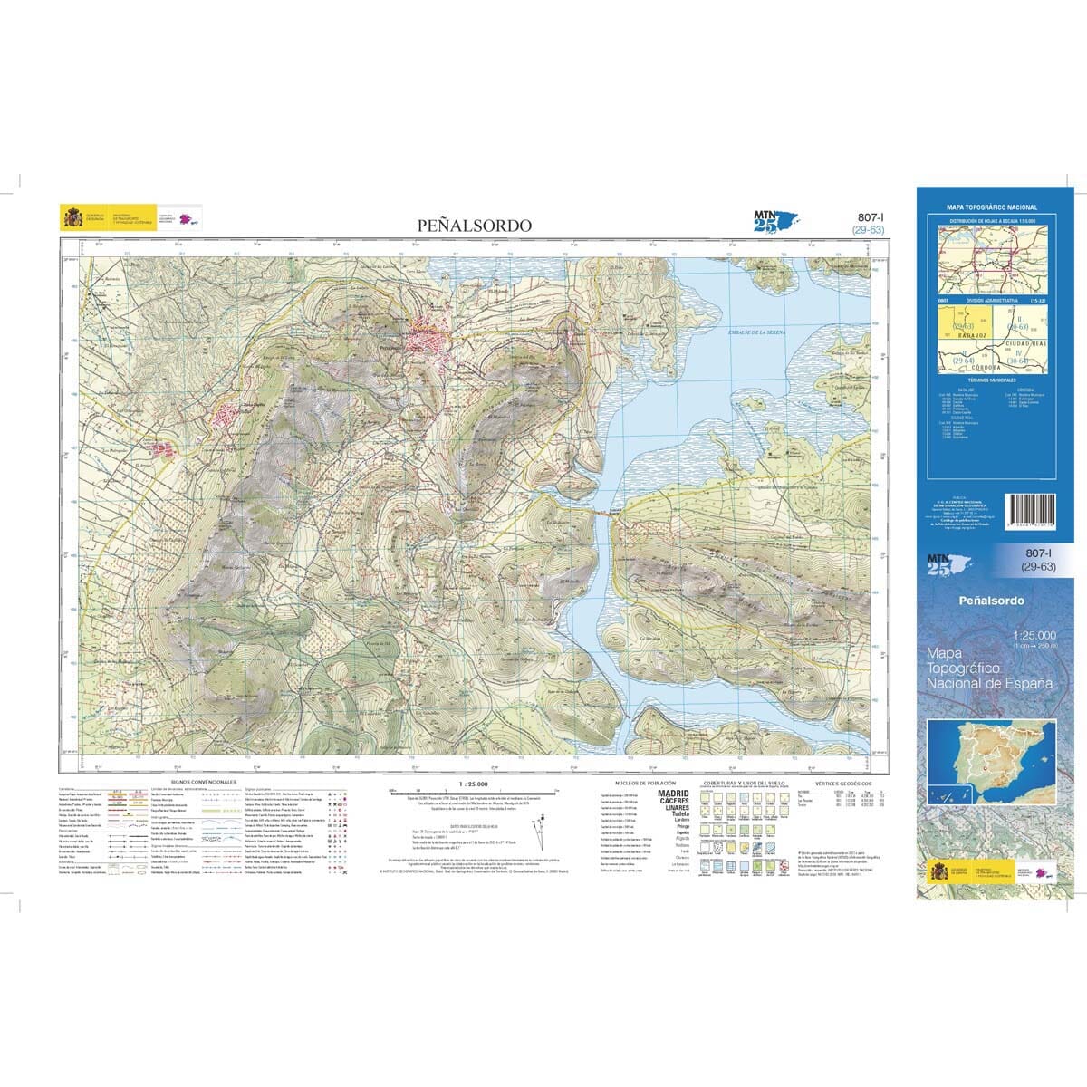 Carte topographique de l'Espagne n° 0807.1 - Peñalsordo | CNIG - 1/25 000 carte de randonnée CNIG
