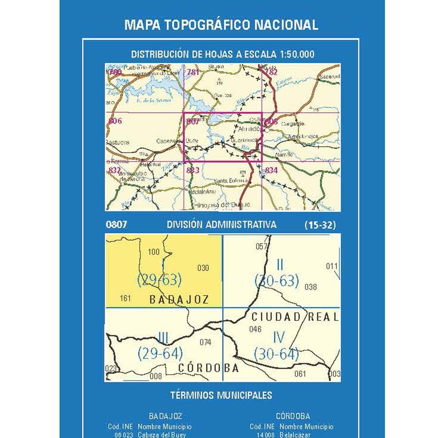 Carte topographique de l'Espagne n° 0807.1 - Peñalsordo | CNIG - 1/25 000 carte pliée CNIG 