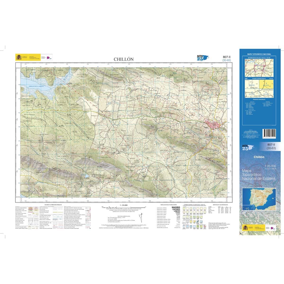 Carte topographique de l'Espagne n° 0807.2 - Chillón | CNIG - 1/25 000 carte de randonnée CNIG