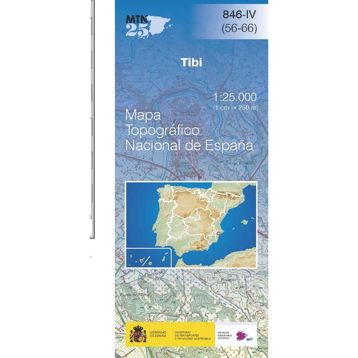 Carte topographique de l'Espagne n° 0846.4 - Tibi | CNIG - 1/25 000 carte de randonnée CNIG 