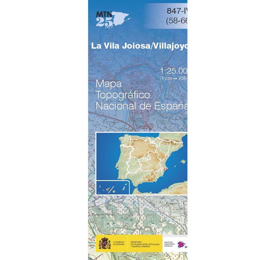 Carte topographique de l'Espagne n° 0847.4 - Villajoyosa / La Vila Joiosa | CNIG - 1/25 000 carte de randonnée CNIG