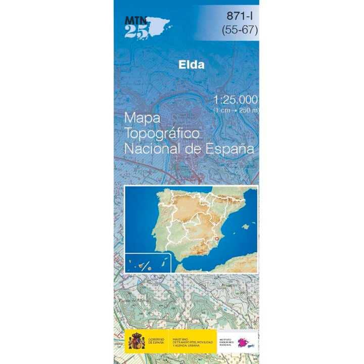 Carte topographique de l'Espagne n° 0871.1 - Elda | CNIG - 1/25 000 carte pliée CNIG 