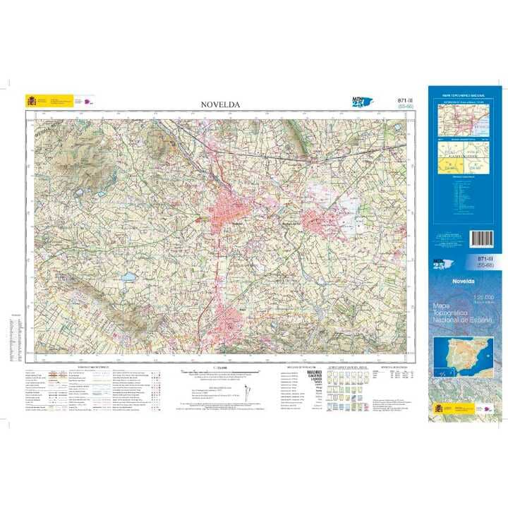 Carte topographique de l'Espagne n° 0871.3 - Novelda | CNIG - 1/25 000 carte de randonnée CNIG