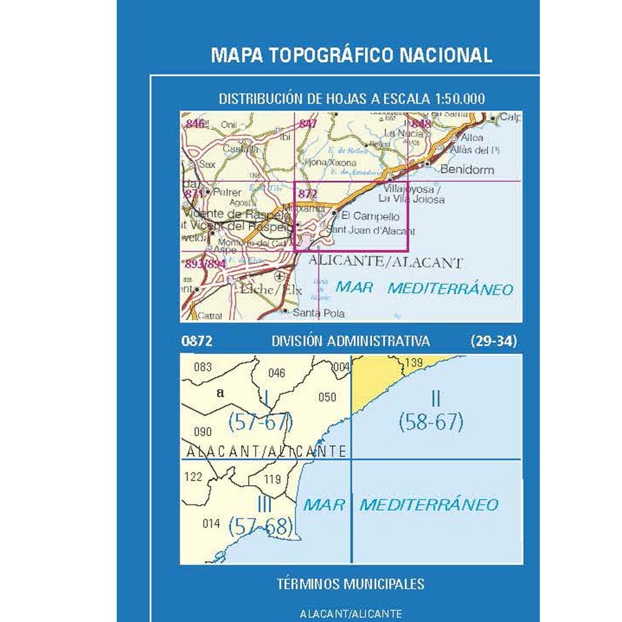 Carte topographique de l'Espagne n° 0872.2 - Cala d'or | CNIG - 1/25 000 carte de randonnée CNIG 
