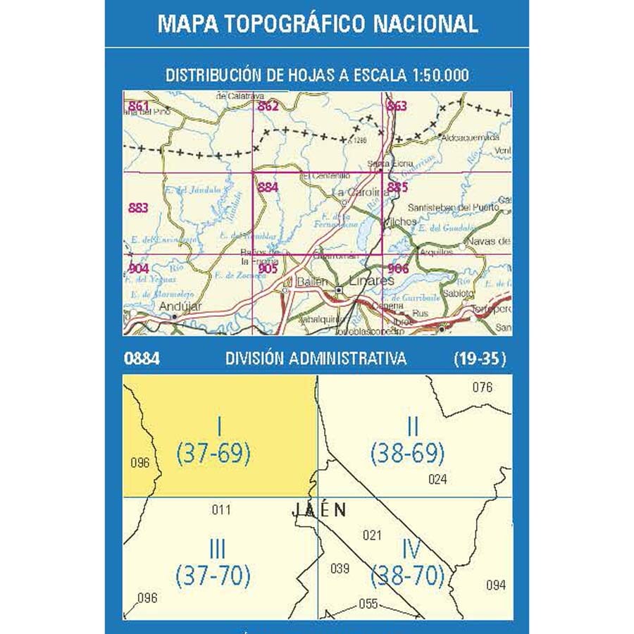 Carte topographique de l'Espagne n° 0884.1 - Los Guindos | CNIG - 1/25 000 carte de randonnée CNIG 