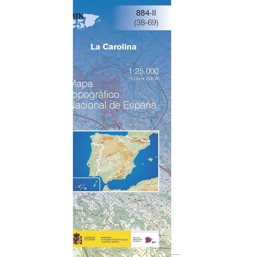Carte topographique de l'Espagne n° 0884.2 - La Carolina | CNIG - 1/25 000 carte de randonnée CNIG 