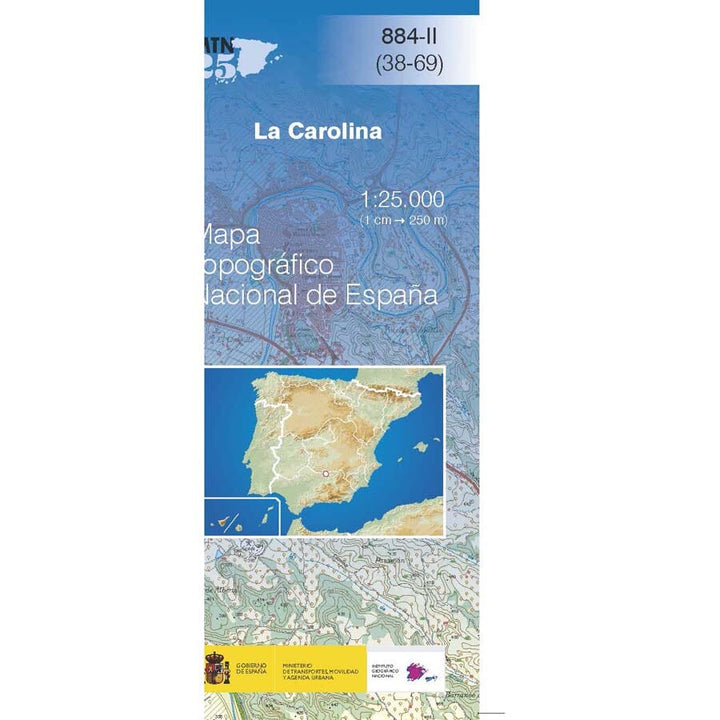Carte topographique de l'Espagne n° 0884.2 - La Carolina | CNIG - 1/25 000 carte de randonnée CNIG 