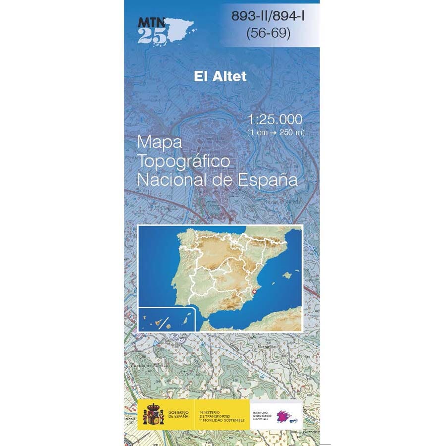 Carte topographique de l'Espagne n° 0893.2, 0894.1 - El Altet | CNIG - 1/25 000 carte de randonnée CNIG 
