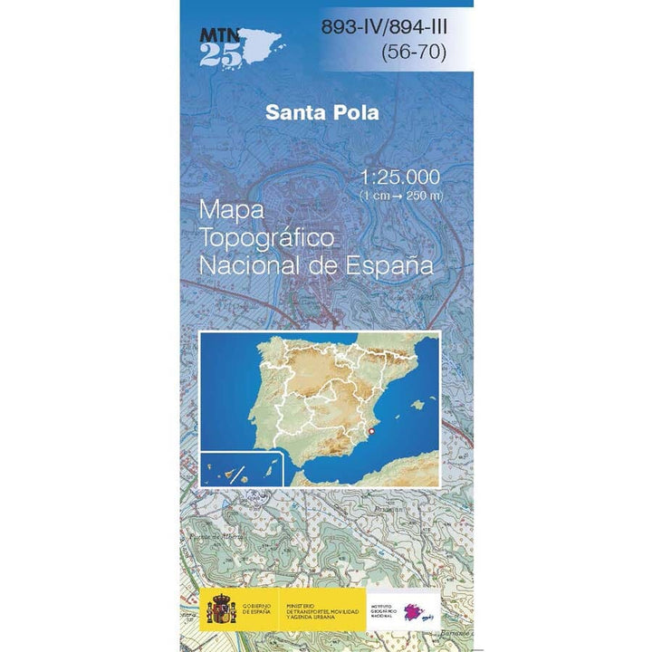 Carte topographique de l'Espagne n° 0893.4, 0894.3 - Santa Pola | CNIG - 1/25 000 carte de randonnée CNIG 