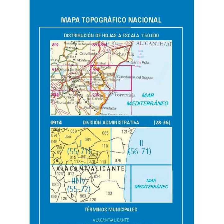 Carte topographique de l'Espagne n° 0914.1 - Almoradí | CNIG - 1/25 000 carte de randonnée CNIG