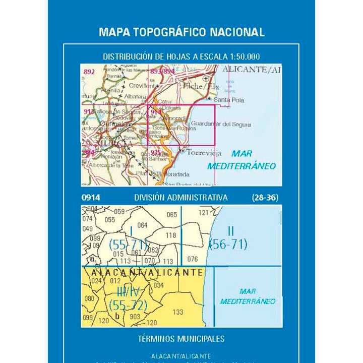 Carte topographique de l'Espagne n° 0914.3/0914.4 - Benejúzar | CNIG - 1/25 000 carte de randonnée CNIG