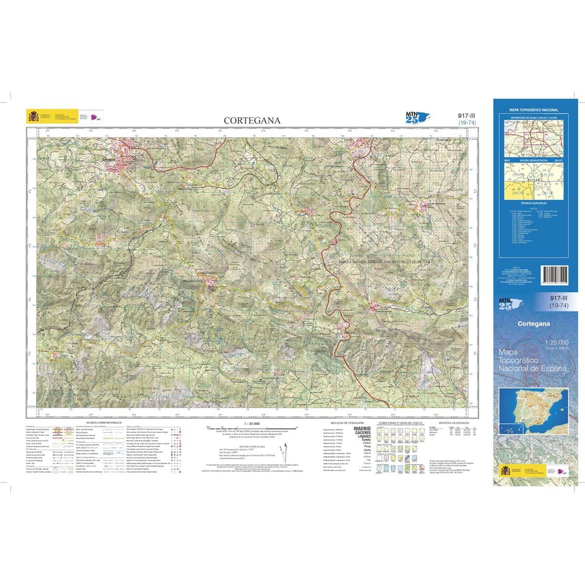 Carte topographique de l'Espagne n° 0917.3 - Cortegana | CNIG - 1/25 000 carte de randonnée CNIG 