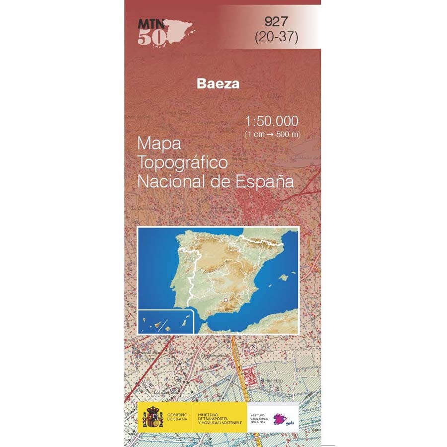 Carte topographique de l'Espagne n° 0927 - Baeza | CNIG - 1/50 000 carte de randonnée CNIG 