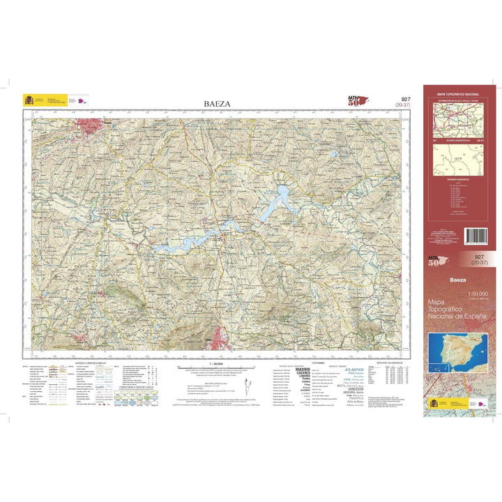 Carte topographique de l'Espagne n° 0927 - Baeza | CNIG - 1/50 000 carte de randonnée CNIG 