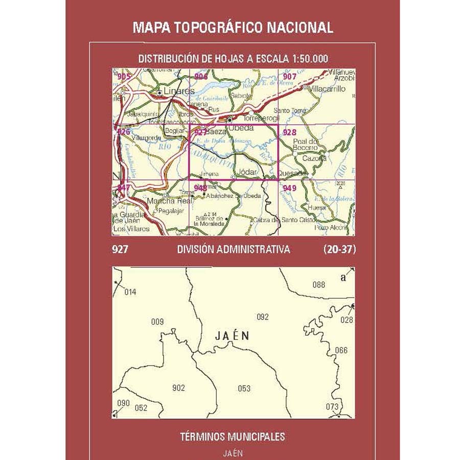 Carte topographique de l'Espagne n° 0927 - Baeza | CNIG - 1/50 000 carte de randonnée CNIG 