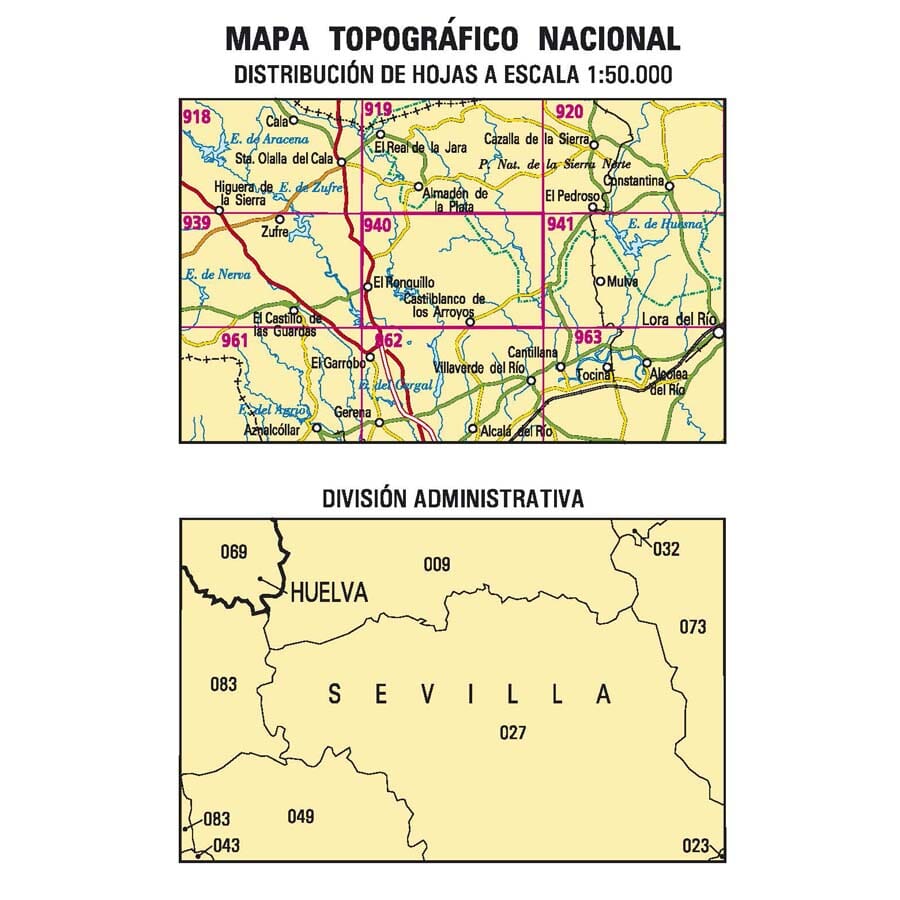 Carte topographique de l'Espagne n° 0940 - Castilblanco de los Arroyos | CNIG - 1/50 000 carte de randonnée CNIG