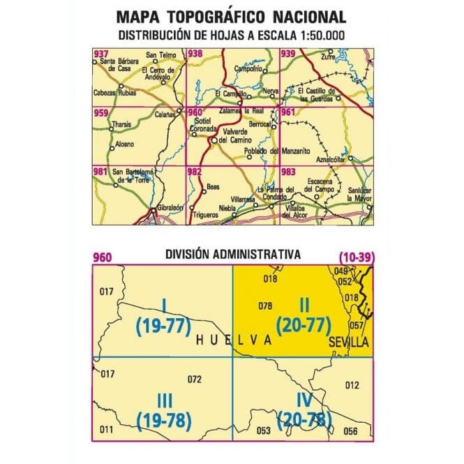 Carte topographique de l'Espagne n° 0960.2 - Berrocal | CNIG - 1/25 00 carte de randonnée CNIG