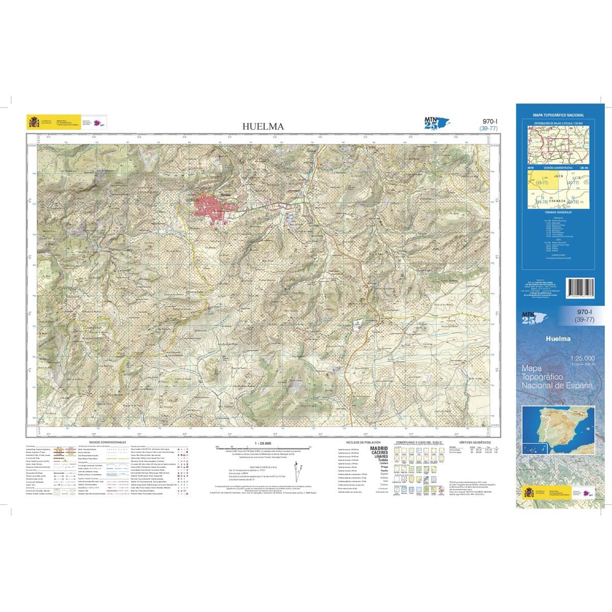 Carte topographique de l'Espagne n° 0970.1 - Huelma | CNIG - 1/25 000 carte de randonnée CNIG