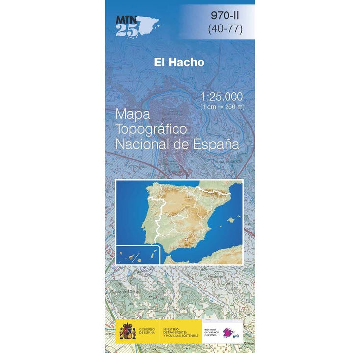 Carte topographique de l'Espagne n° 0970.2 - El Hacho | CNIG - 1/25 000 carte de randonnée CNIG