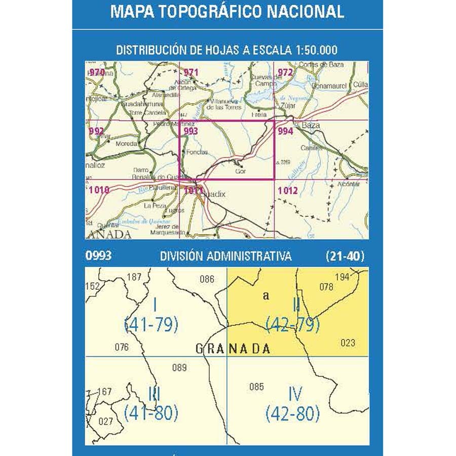 Carte topographique de l'Espagne n° 0993.2 - Baul | CNIG - 1/25 000 carte de randonnée CNIG