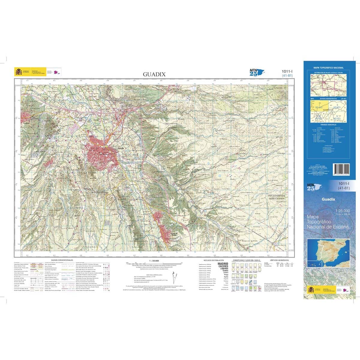 Carte topographique de l'Espagne n° 1011.1 - Guadix | CNIG - 1/25 000 carte de randonnée CNIG 