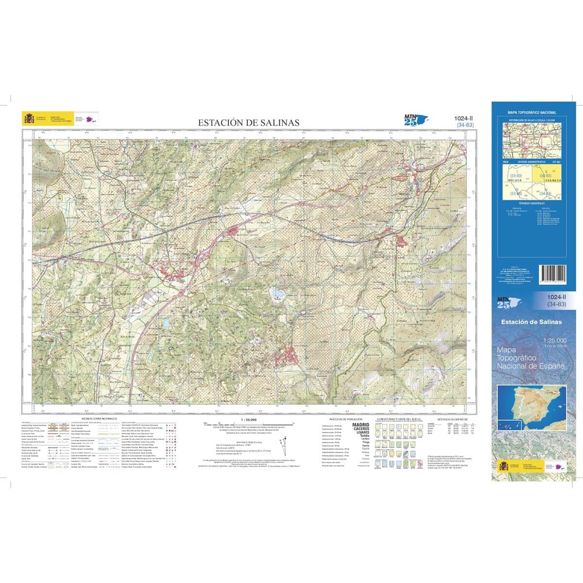 Carte topographique de l'Espagne n° 1024.2 - Estación de Salinas | CNIG - 1/25 000 carte de randonnée CNIG 