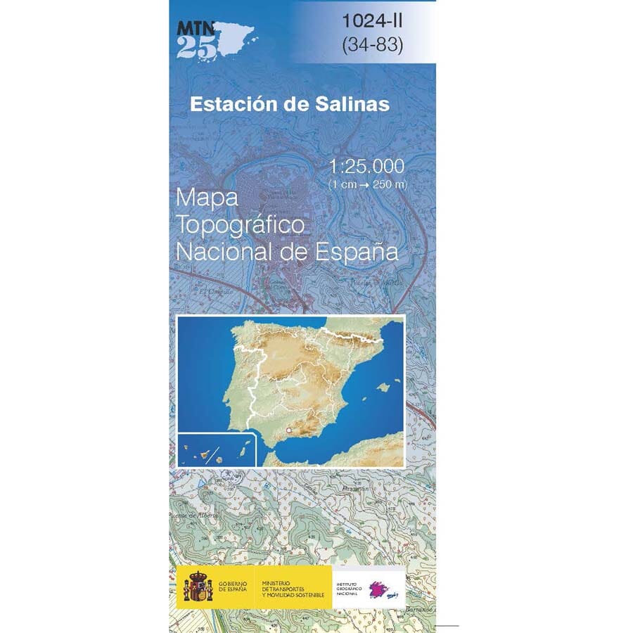 Carte topographique de l'Espagne n° 1024.2 - Estación de Salinas | CNIG - 1/25 000 carte de randonnée CNIG 
