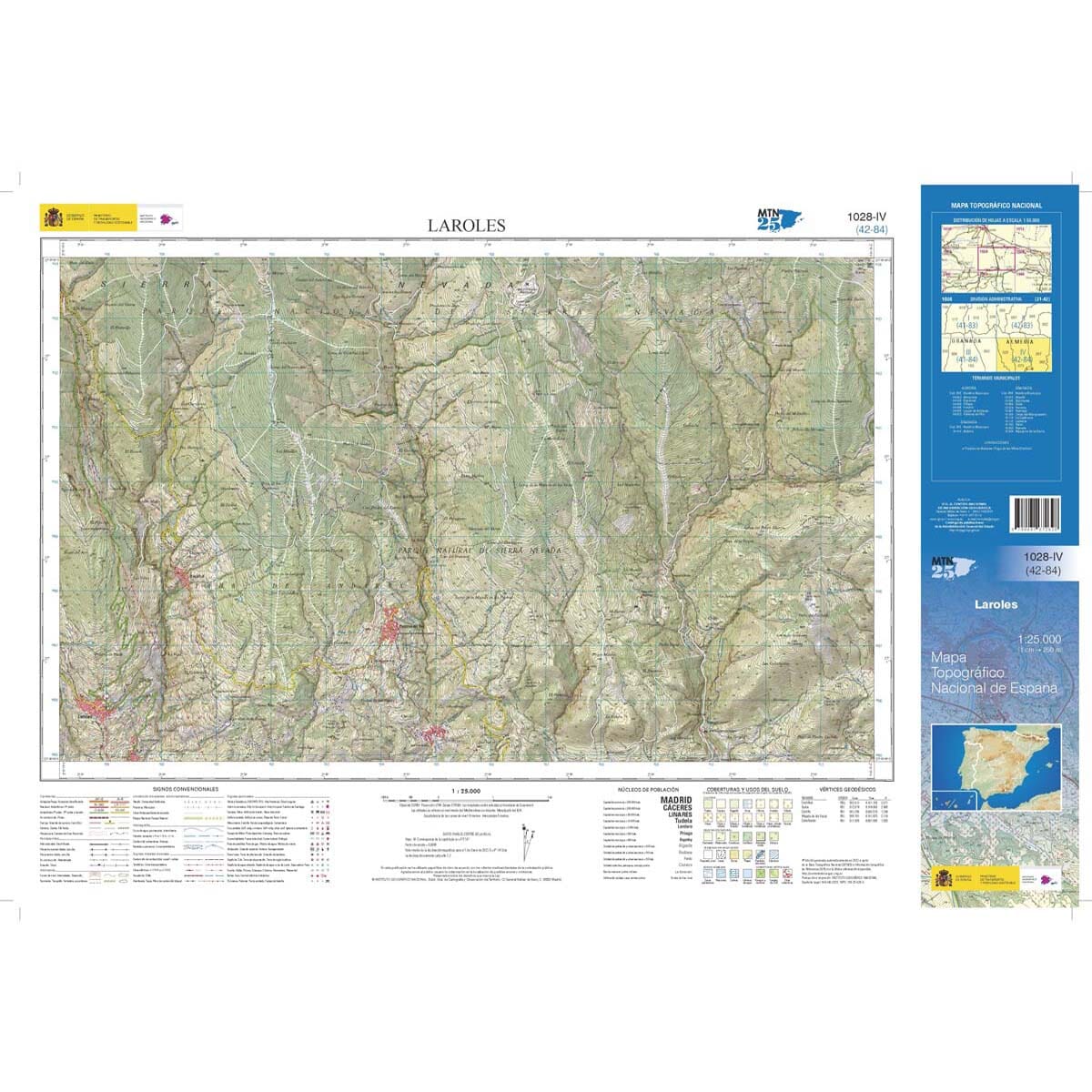 Carte topographique de l'Espagne n° 1028.4 - Laroles | CNIG - 1/25 000 carte de randonnée CNIG