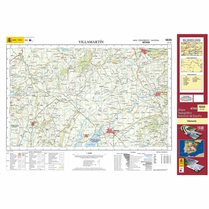 Carte topographique de l'Espagne n° 1035 - Villamartín | CNIG - 1/50 000 carte de randonnée CNIG